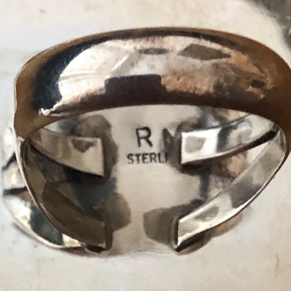 $226  Signed Large Native American Estate Ring  Signed RN (or RM) Size 9 & 3/4 - Picture 2 of 9